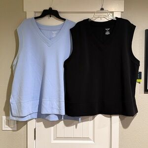 Tek Gear Women's V-Neck Tank Tops - Sky Blue and Black